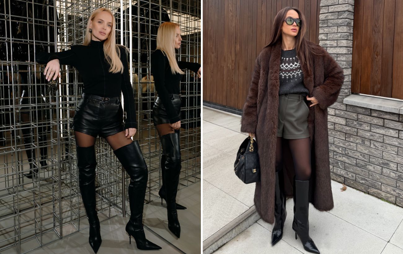 Як носити шкіряні шорти взимку: стильний приклад від Парфільєвої та колишньої Цимбалюка